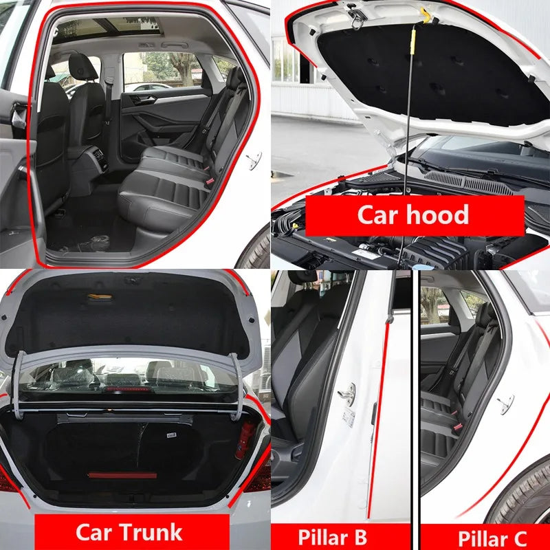 500CM Car Door Rubber Seal Strip - 3-Layer Weatherproof Protection, Sound Insulation & Dustproofing