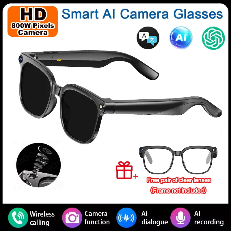 AI Smart Glasses — 800W Camera with Interchangeable Lenses