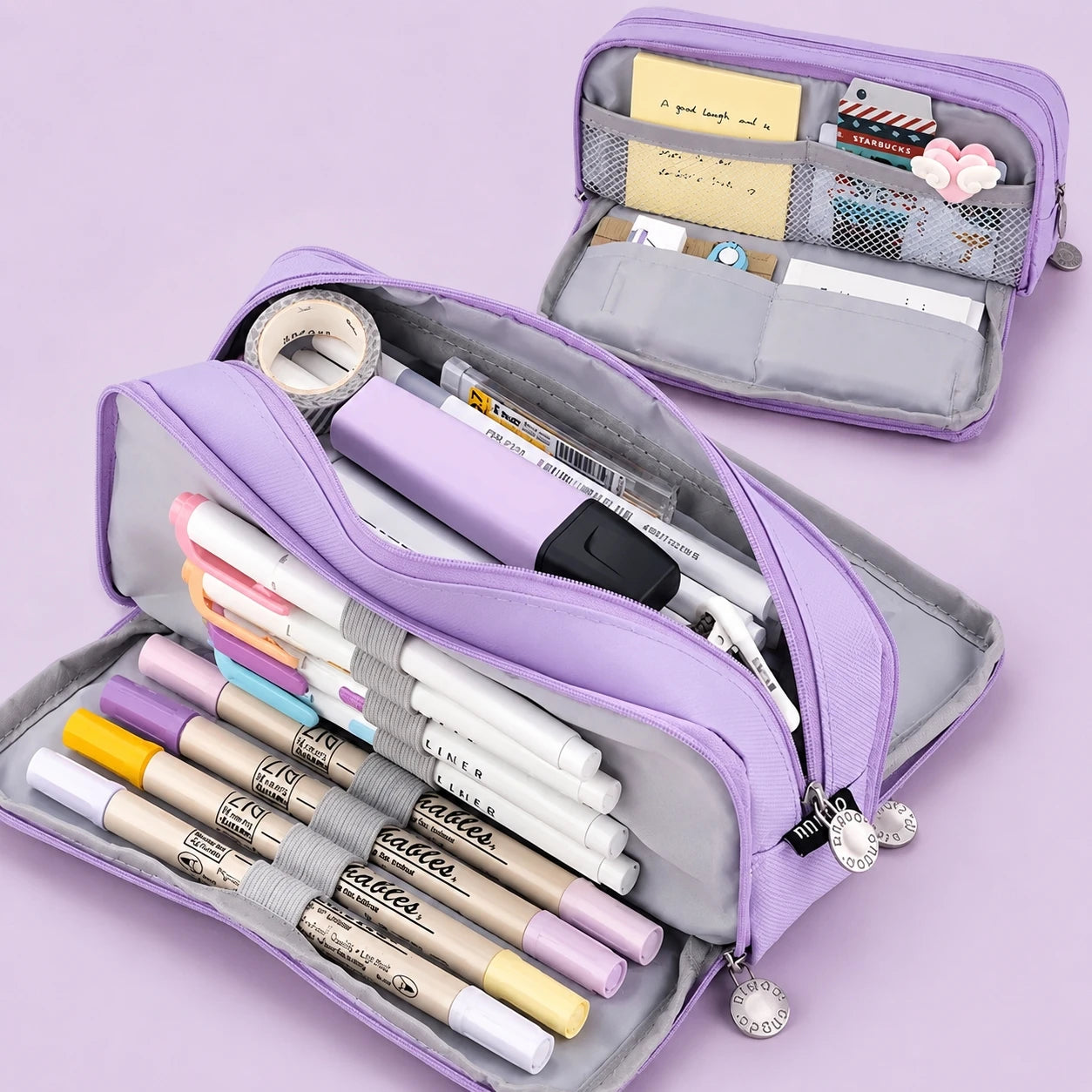 Large-Capacity Three-Layer Oxford Cloth Pencil Case with Versatile Functions, Suitable for Both Student and Office Scenarios.
