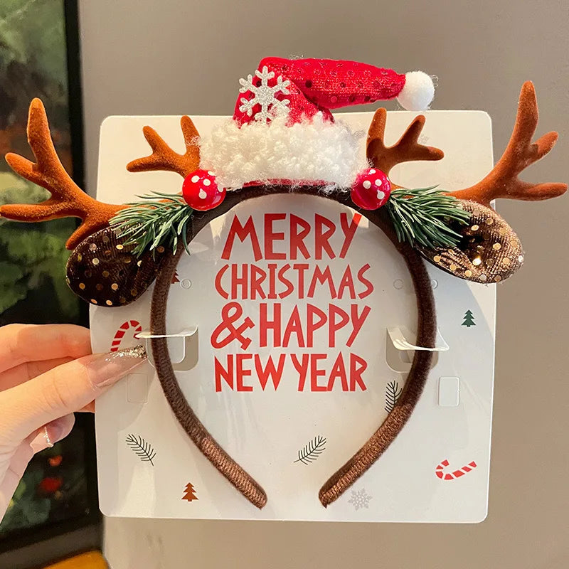 Christmas Decoration Hairband Cute Antler Santa Claus Snowflakes Christmas Eve Headwear Fashion New Year Party Hair Accessories