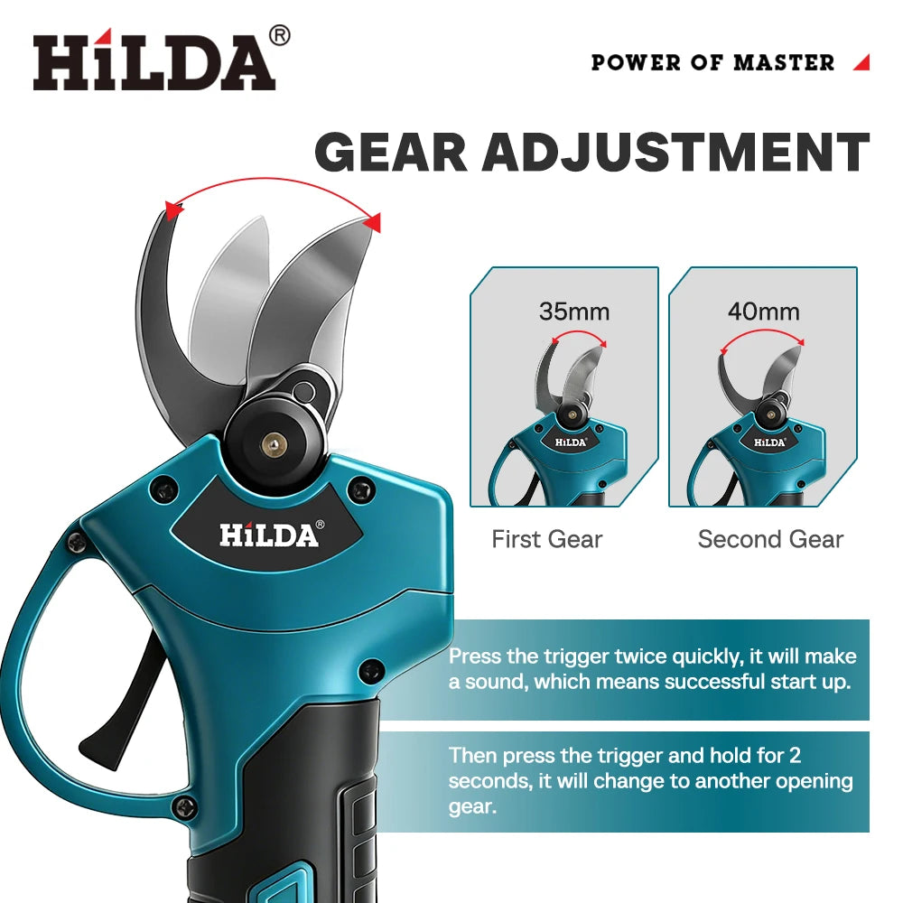 HILDA Cordless Electric Pruning Shears – Brushless Garden Branch Trimmer Compatible with Makita Battery