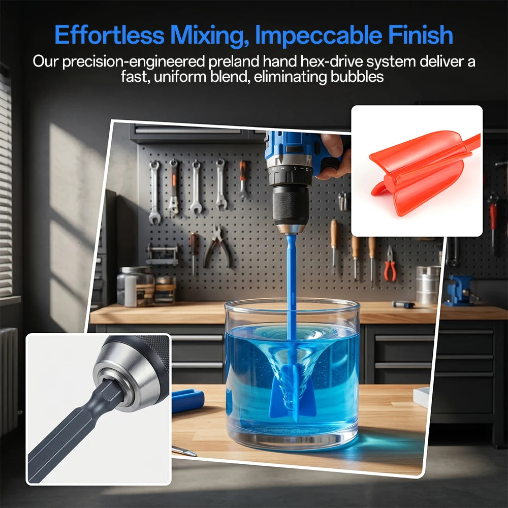 8 Pc Epoxy Resin & Paint Mixer Paddle Set for Drills