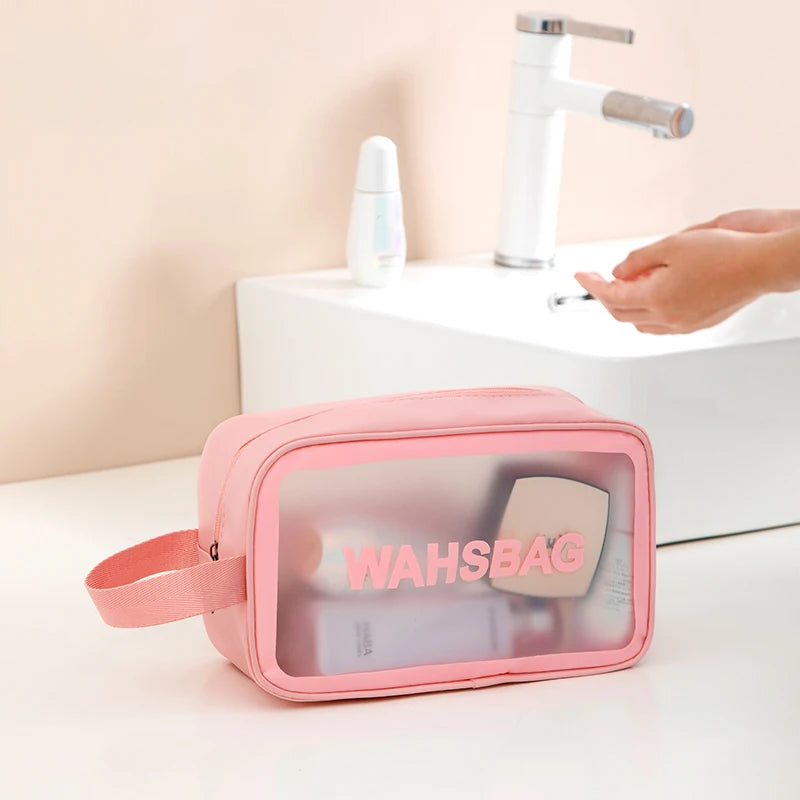 Large Capacity Makeup Bag Transparent PVC Waterproof Travel Toiletry Bag Cosmetics Organizer Storage Tote Clear 3Pcs Wash Bags