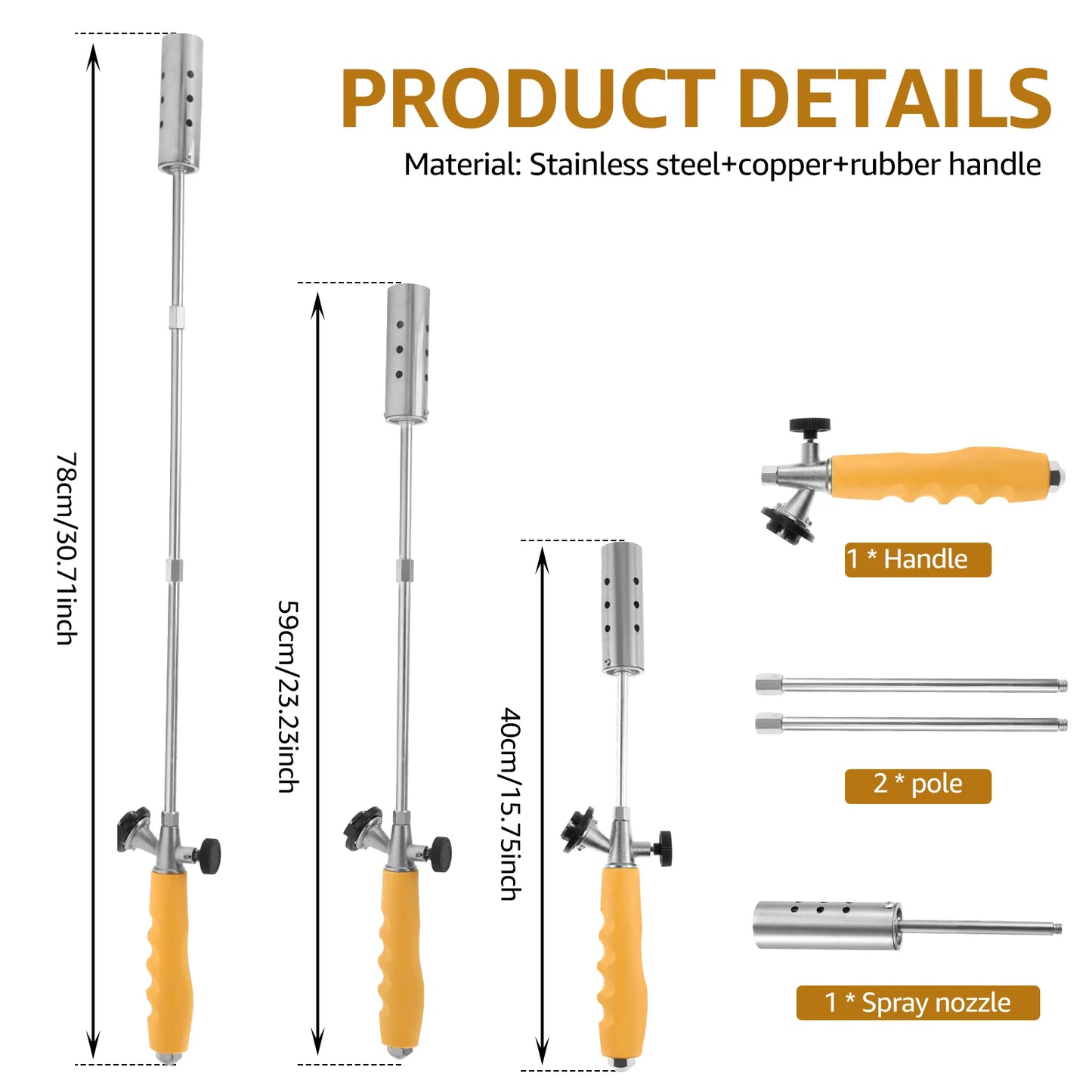 Propane Flame Weeder Torch – Long-Arm Garden Weed Burner for Weeding, Ice Melting & Charcoal Starting