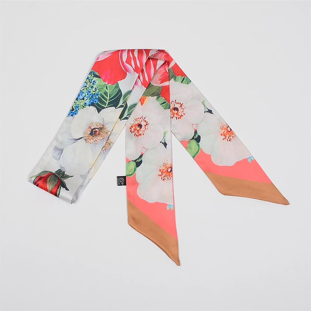 Tarot Constellation Silk Scarf for Women - Skinny Twill Neckerchief