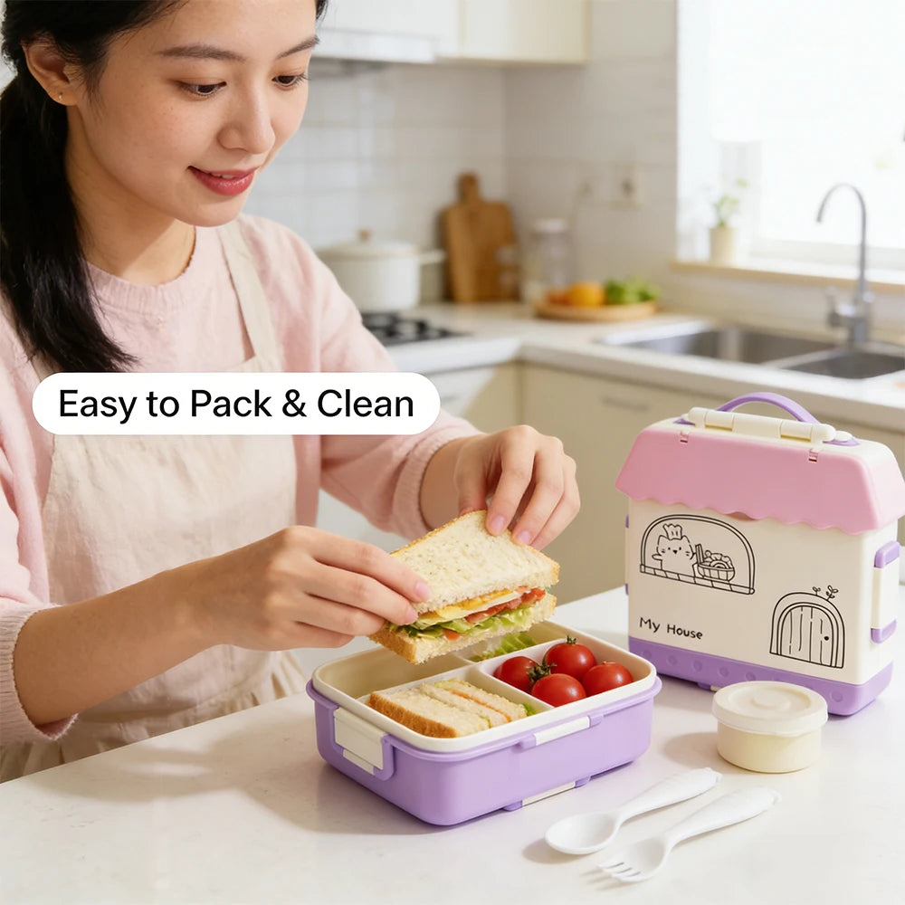 Kids Bento Box with Insulated Food Jar - 4 Compartment Lunch Set