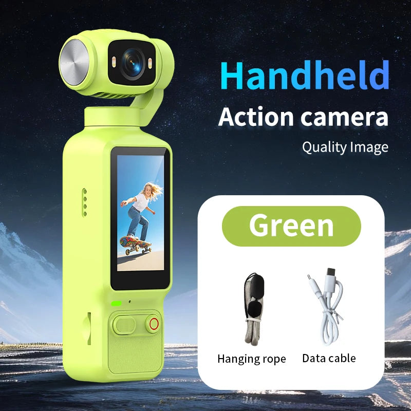 4K Handheld Action Camera — 90°/180° Rotating Lens for Vlogs