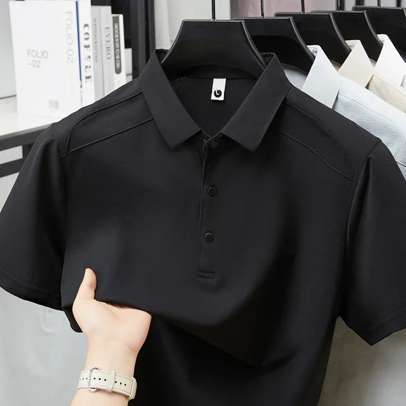 Men's Lapel Polo Tee - Breathable Soft Stretch, Summer Daily Wear