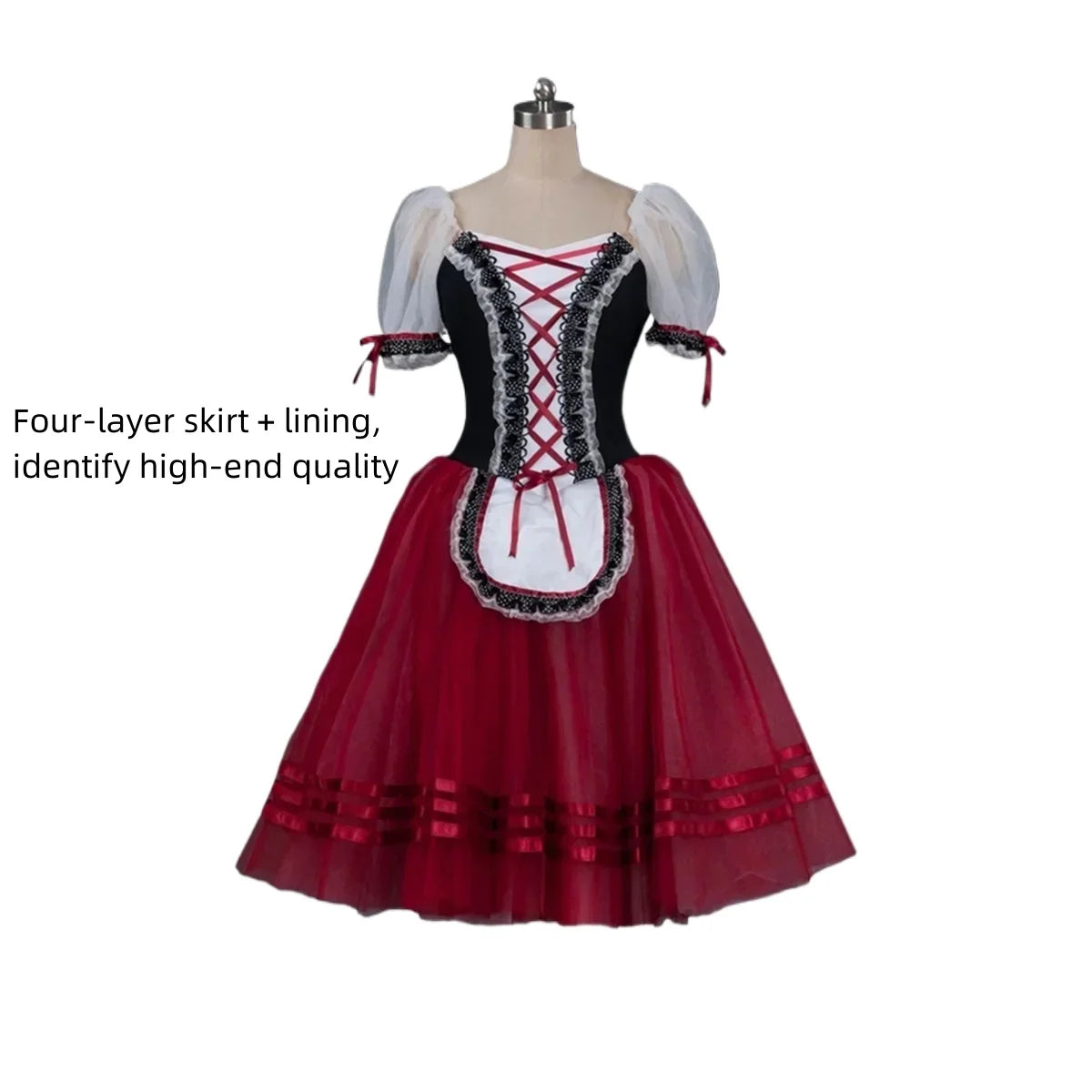 Red Giselle long ballet tutu dress style 2