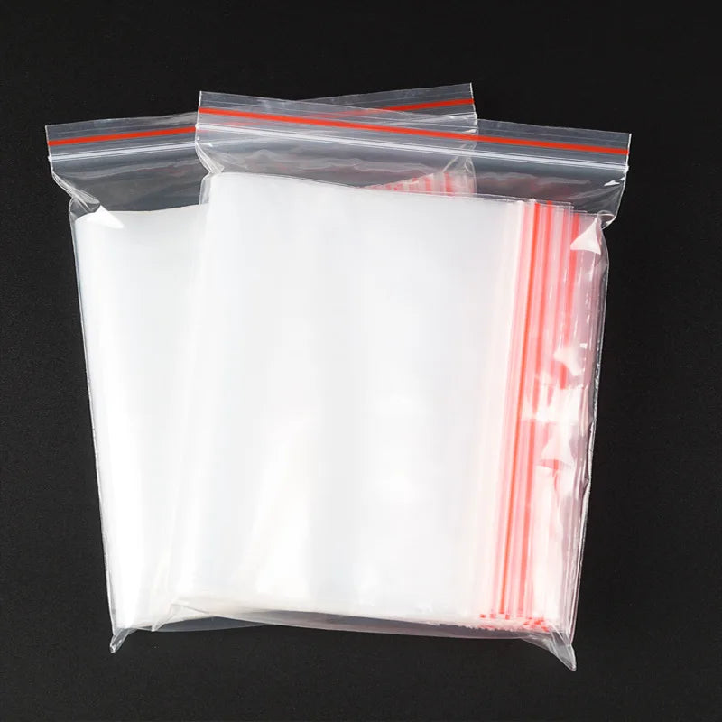 Transparent Self Sealing Plastic Bags 10x15cm, 100pcs Resalable Zip Lock Bags for Food Storage, Jewelry, Crafts, 20x12x2cm
