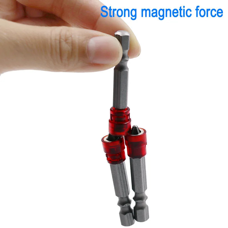 4Pcs 50MM Magnetic Hex Shank Electric Screwdriver Bits - Red Phillips Head Power Tool Accessories with Anti-Slip Grip