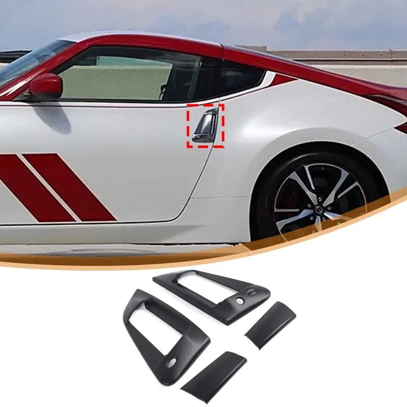 For 2009-2020 Nissan 370Z Door Handle Frame, Exterior Door Handle Decorative Frame ABS Carbon Fiber Pattern 4pcs RHD