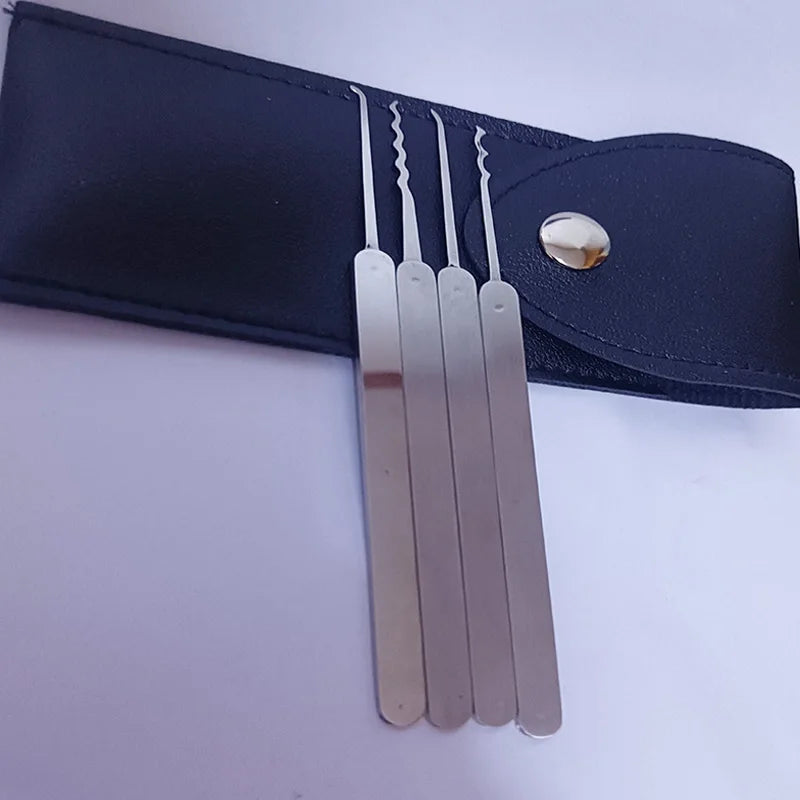 High Quality 4 PCS Hooks Stainless Steel Polished Repair Practice Tool 0.5MM 0.6MM Thickness With 6PCS Tension Locksmith Tools