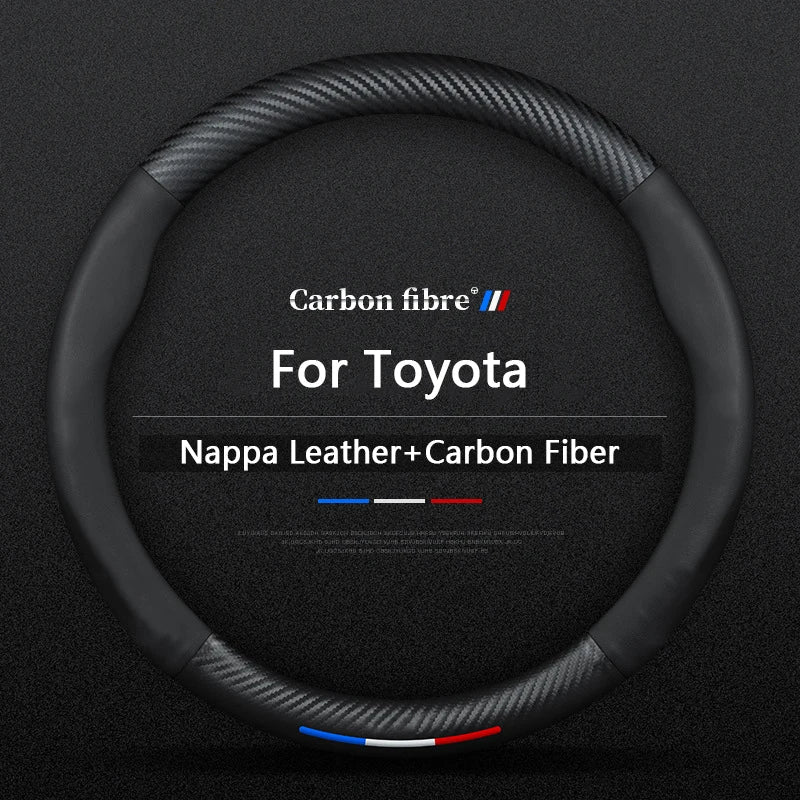 Car Carbon Fiber Leather Steering Wheel Cover For Toyota Camry RAV4 Corolla 86 Reiz Wish CHR Celica Vitz Highlander Yaris Avalon