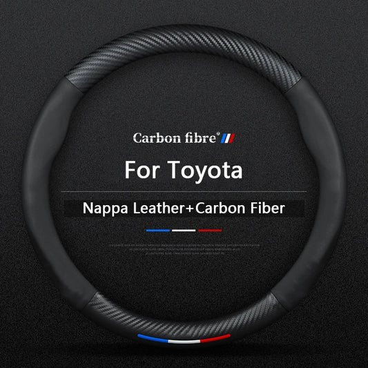 Car Carbon Fiber Leather Steering Wheel Cover For Toyota Camry RAV4 Corolla 86 Reiz Wish CHR Celica Vitz Highlander Yaris Avalon