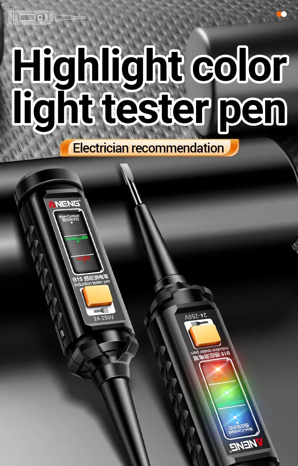 ANENG B15 Multifunction Voltage Tester Pen Detector Induction AC 24V-250V Voltmeter NCV Wire Line breakpoint electrician Tools