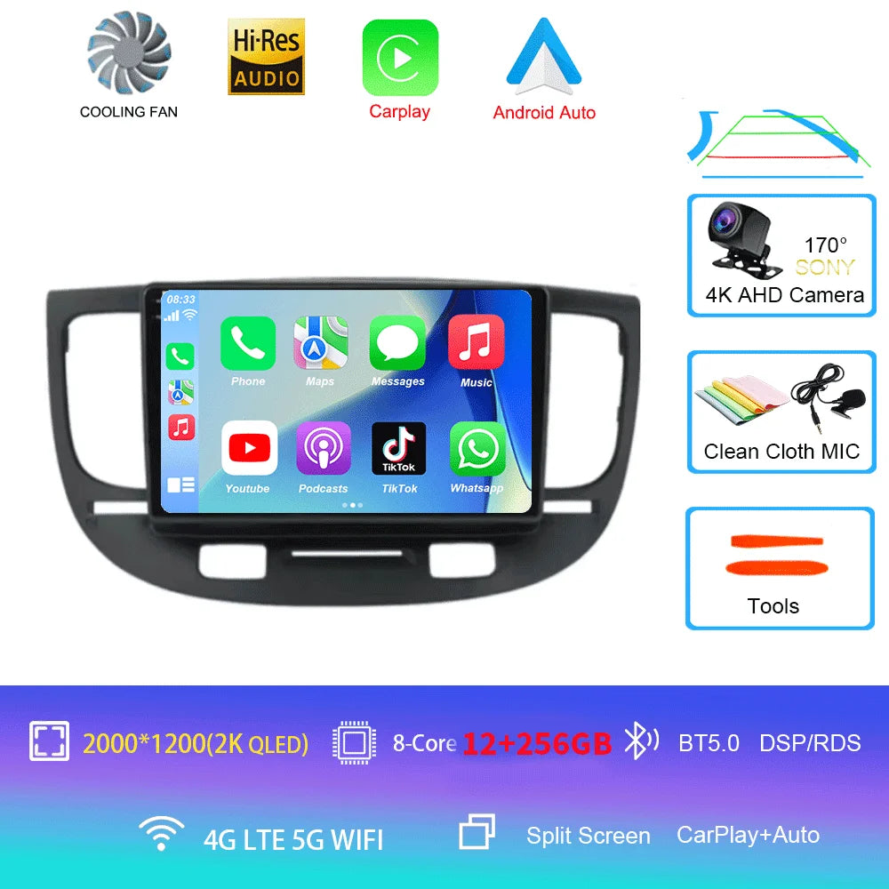 For Kia RIO 2 RIO2 2005 - 2011 Android 16 Bluetooth WIFI Car Radio Multimedia Video Player GPS No 2 Din Free Auto 360 Camera 4G