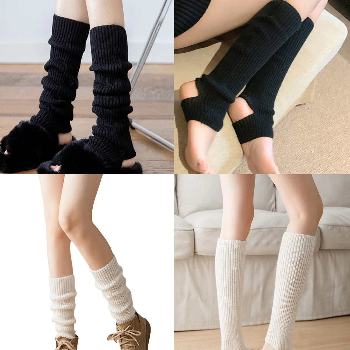 Women's Fluffy Knit Leg Warmers and Arm Warmers