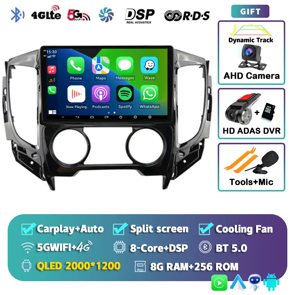 9" Android Car Stereo for Mitsubishi Pajero Sport 3 & L200 (2015–2019) — CarPlay, Android Auto, DSP, WiFi+4G