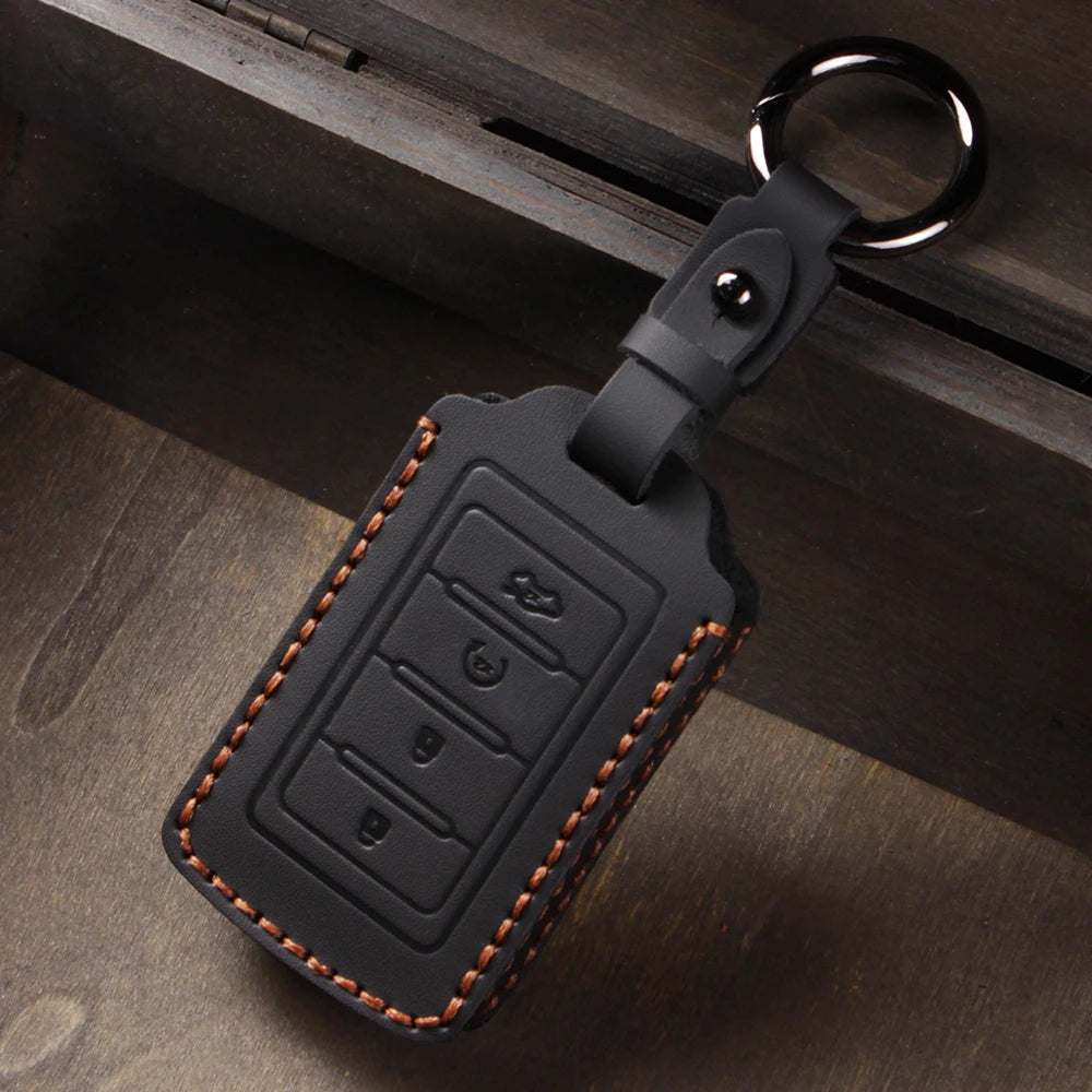 Leather Key Fob Cover for Dodge RAM 1500/2500 TRX, Jeep Grand Cherokee, Chrysler