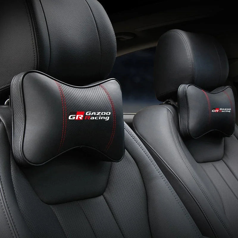 PU Leather Car Headrest Pillow Seatbelt Shoulder Pad For Toyota GR Sport GAZOO RACING Yaris Hil Corolla Car Accessories