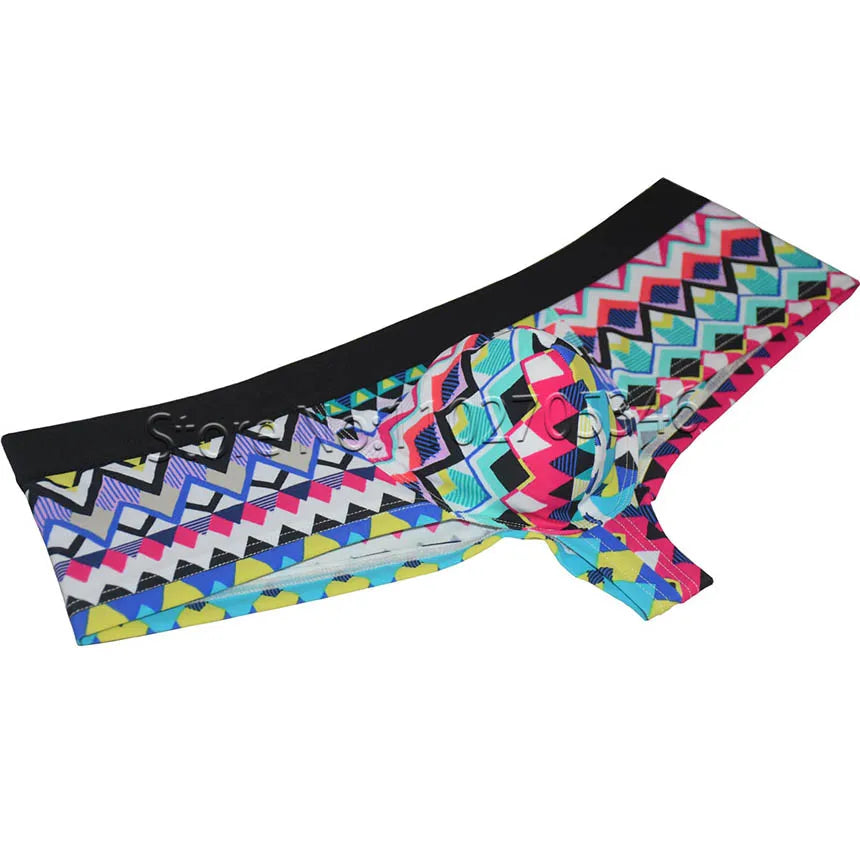 Men's Bikini Boxershorts Brazilain Underwear Male Swim Briefs ThongS Bulge Pouch Cheeky Trunk 1/2 Back Coverage Panties Printed