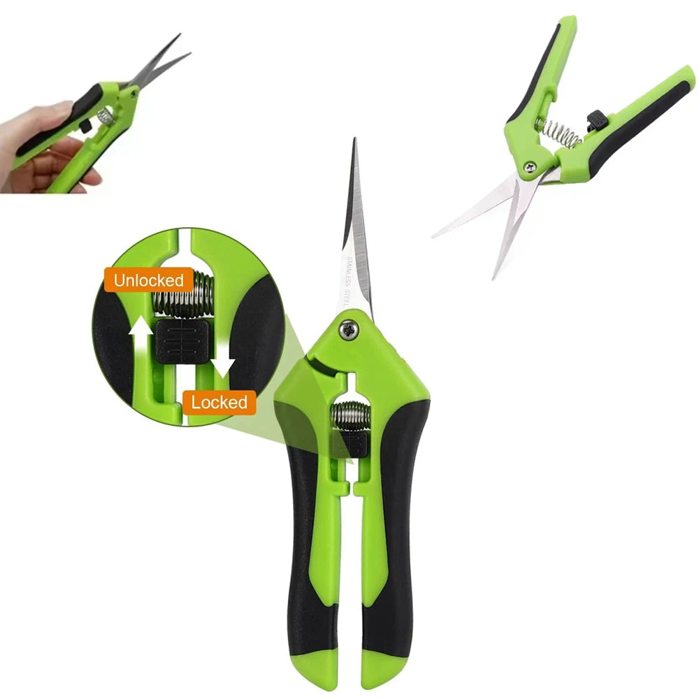 6.5" Garden Pruning Shears – Non-Slip Stainless Steel Flower & Branch Scissors