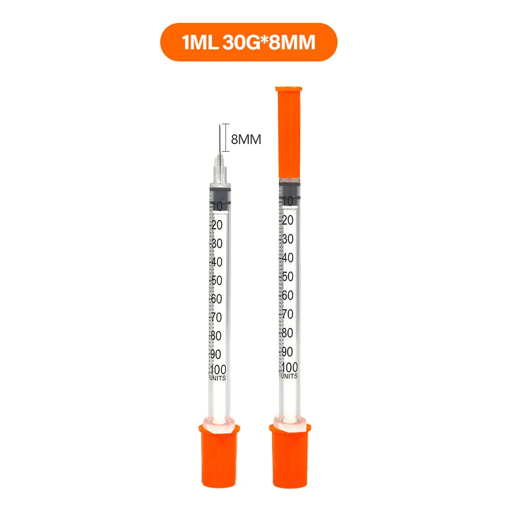 30PACK 0.3ml 0.5ml 1ml Disposable Individually Wrapped Insulin Syringe for Animals,Lab