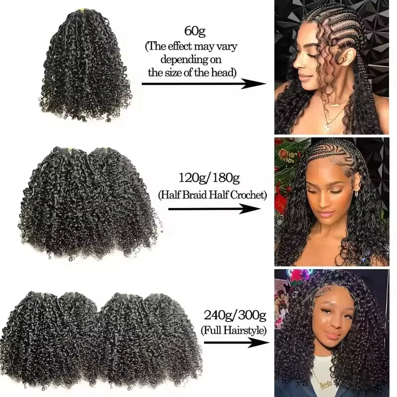 Curly Crochet Human Hair Hair Feather Knotless Pre-Separated Crochet Hair Extensions For Braiding Women Brazilian Human Bundles