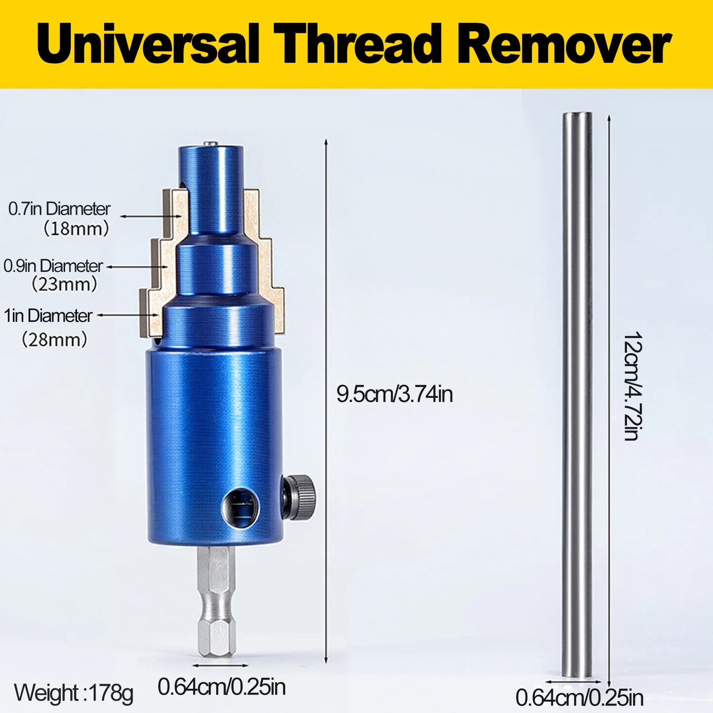 Faucet & Angle Valve Broken Thread Extractor — 4 and 6 Point Screw Removal Tool