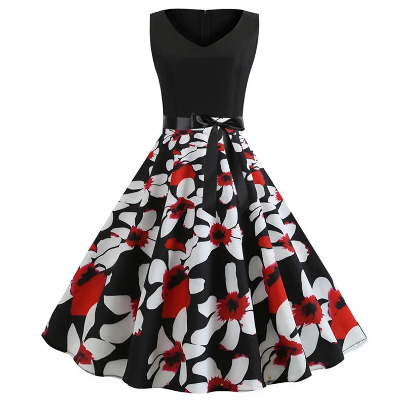 Women's floral high waist sleeveless sundress — view 6 of 13
