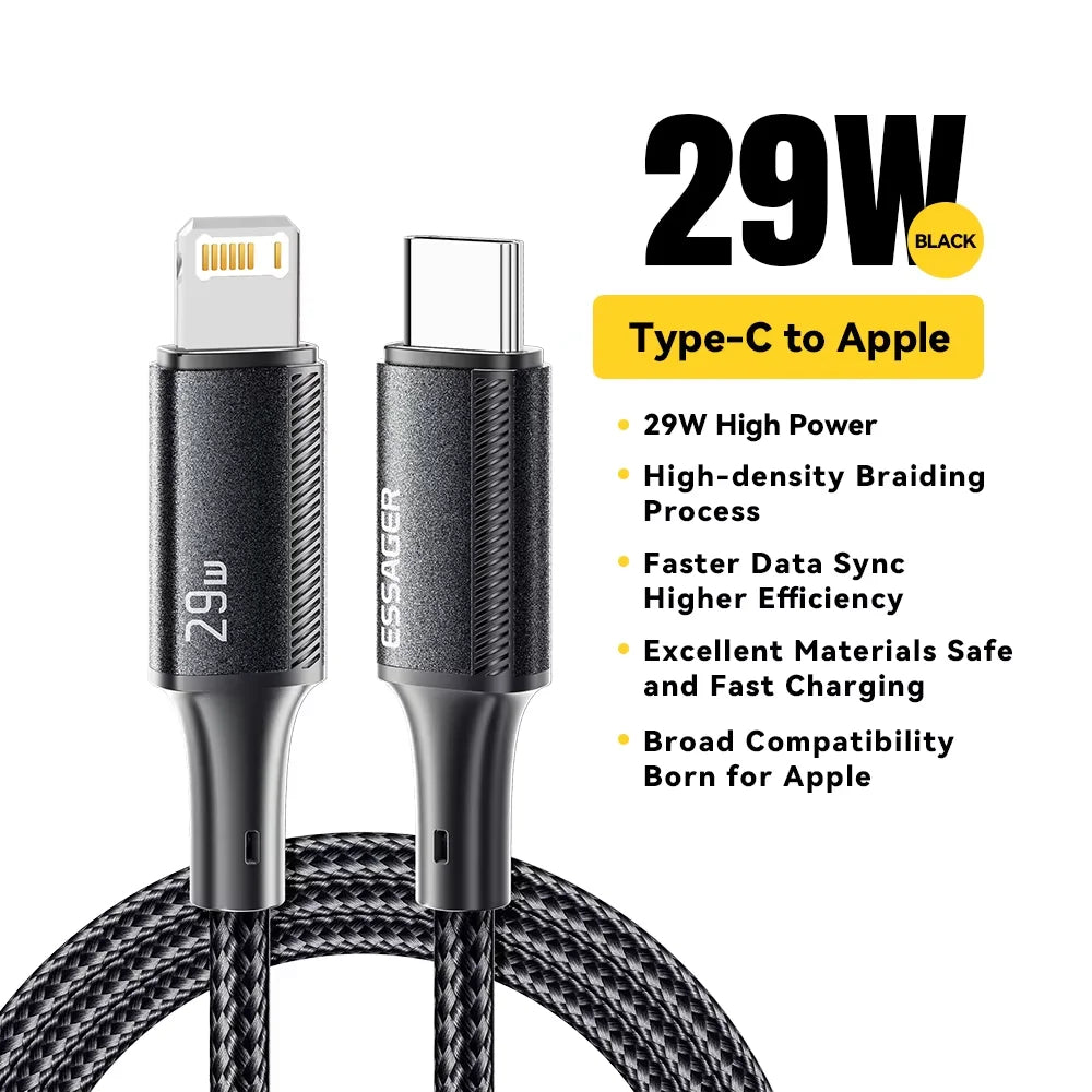 Essager USB C Cable For IPhone 14 13 12 11 pro Max Xs Plus 29W Fast Charging Cable Type C To Lighting Date Wire For ipad Macbook