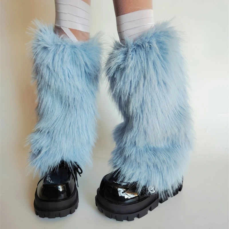 Women's Fuzzy Plush Leg Warmers - Footless Boot Toppers - photo 5