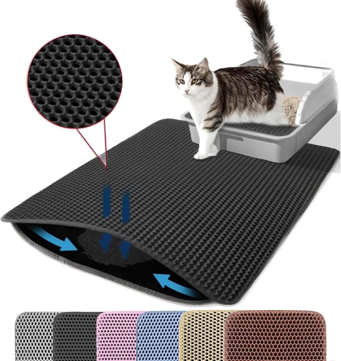 Double Layer Non-Slip Cat Litter Trapping Mat – Waterproof Wear-Resistant Litter Box Filter Pad | Anti-Slip