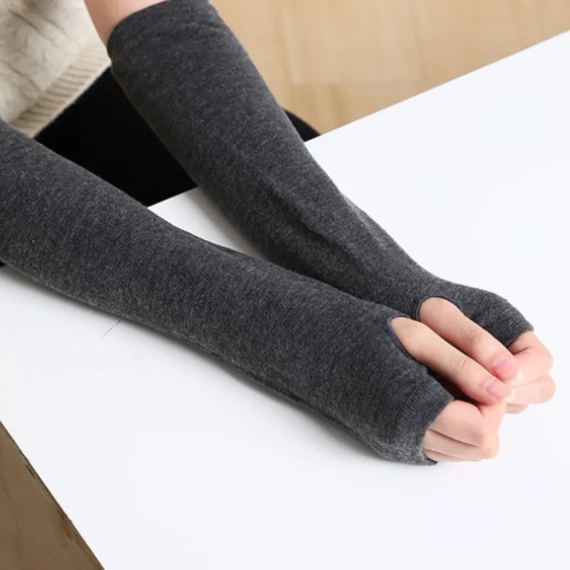 Unisex Long Crochet Arm Warmers - Stretchy Fingerless Gloves - photo 4