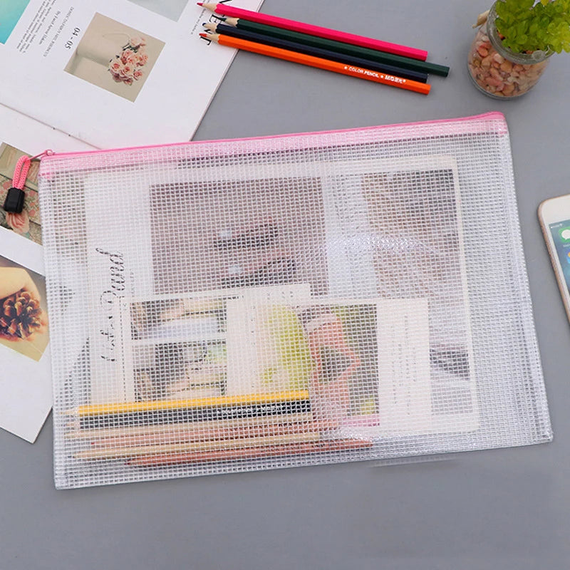 A3 A4 A5 Plastic Folder File Envelope Poly Stationery Storage Waterproof Zipper PVC Organizer Bag Document Paper Office