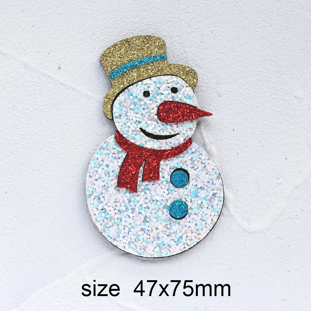 10pcs Glitter Padded Applique Reindeer with Red Nose  for DIY Christmas Hair Clips Bow Accessories Felts Supply Party Decor