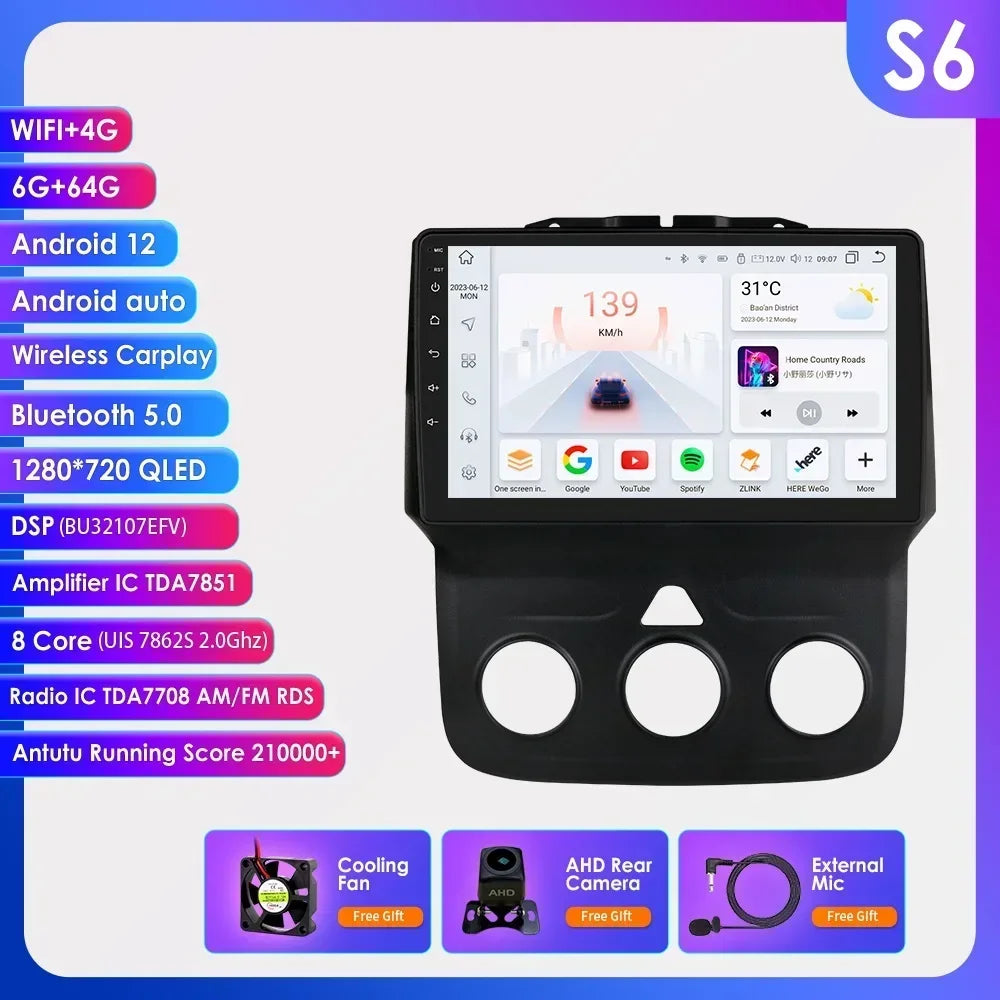 Hizpo 9" Android Car Radio for Dodge Ram 1500/2500/3500 2013-2018 (Manual AC)