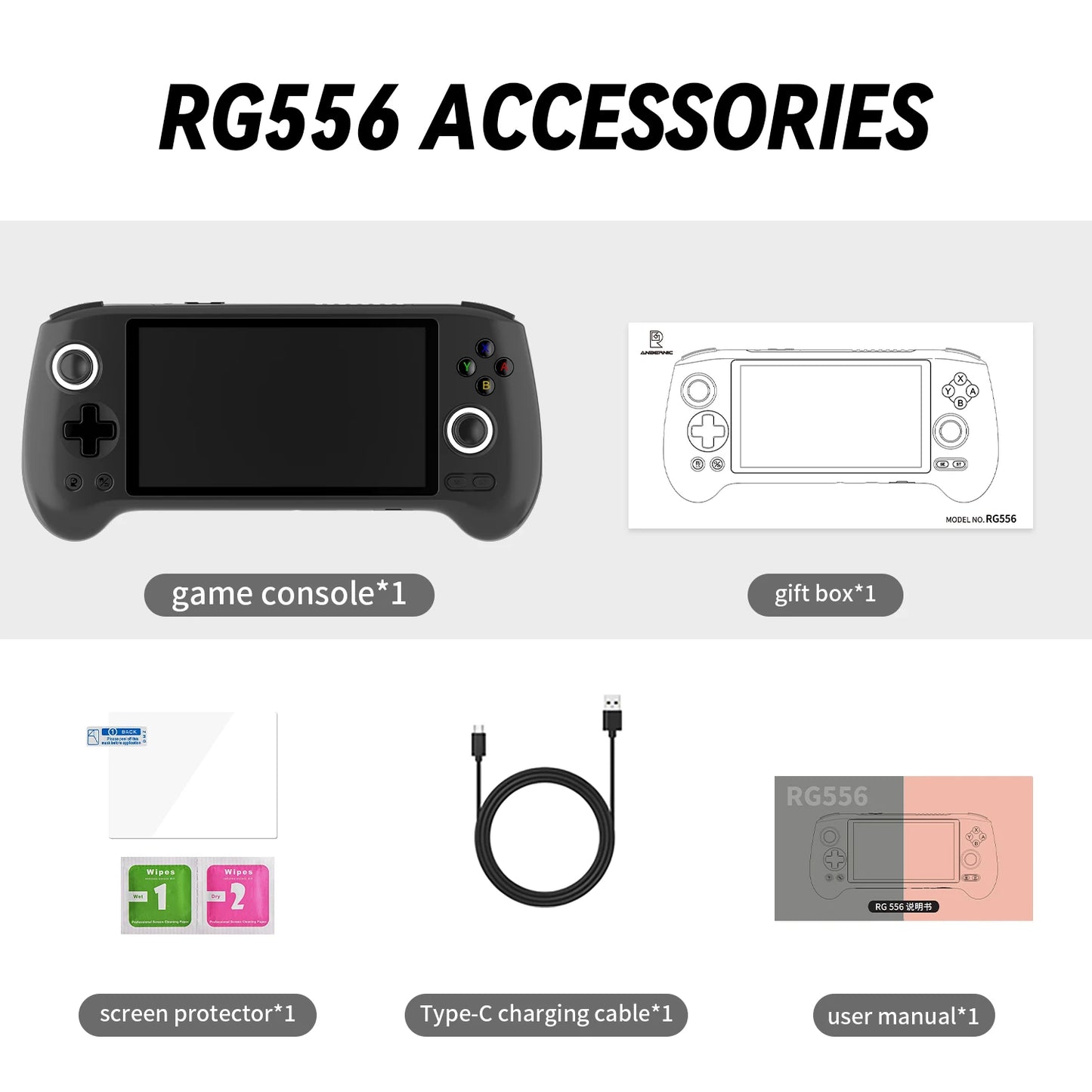 Anbernic RG556 Handheld Game Console Unisoc T820 Android 13 5.48 inch AMOLED Screen 5500mAh WIFI Bluetooth Retro Video Players