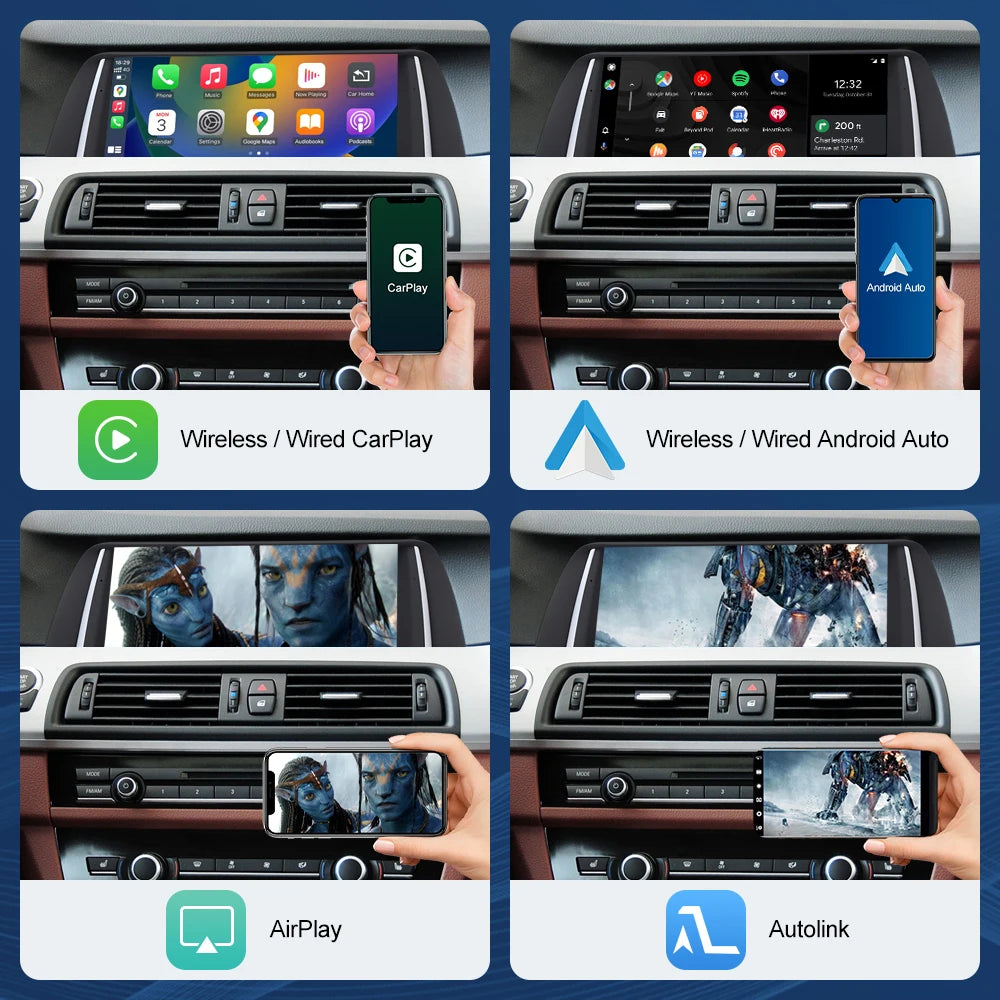 12.3" Wireless CarPlay & Android Auto Display for BMW 5 Series F10/F11 (2012–2016) NBT — 1920×720 Touchscreen