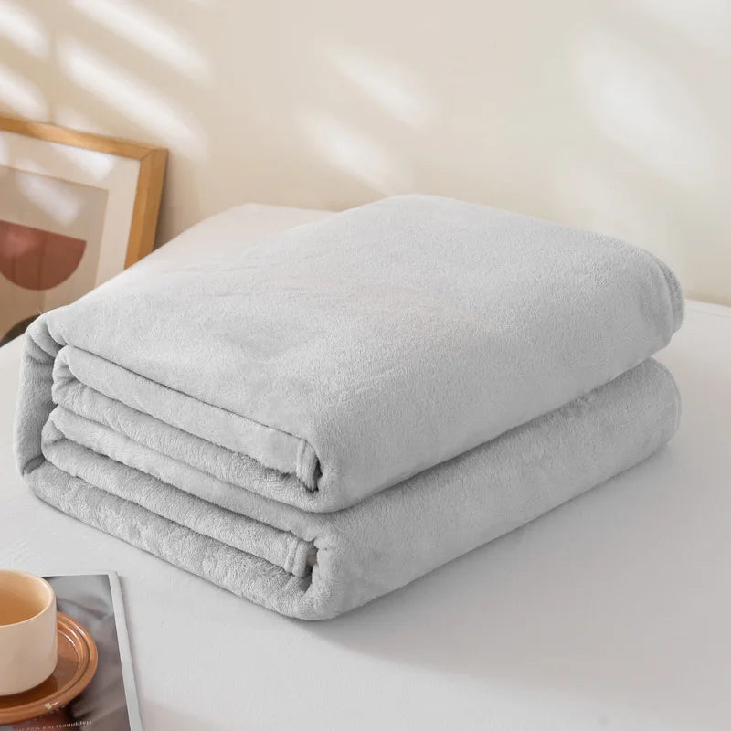 Coral Fleece Flannel Blanket, Soft Lightweight Bed Throw