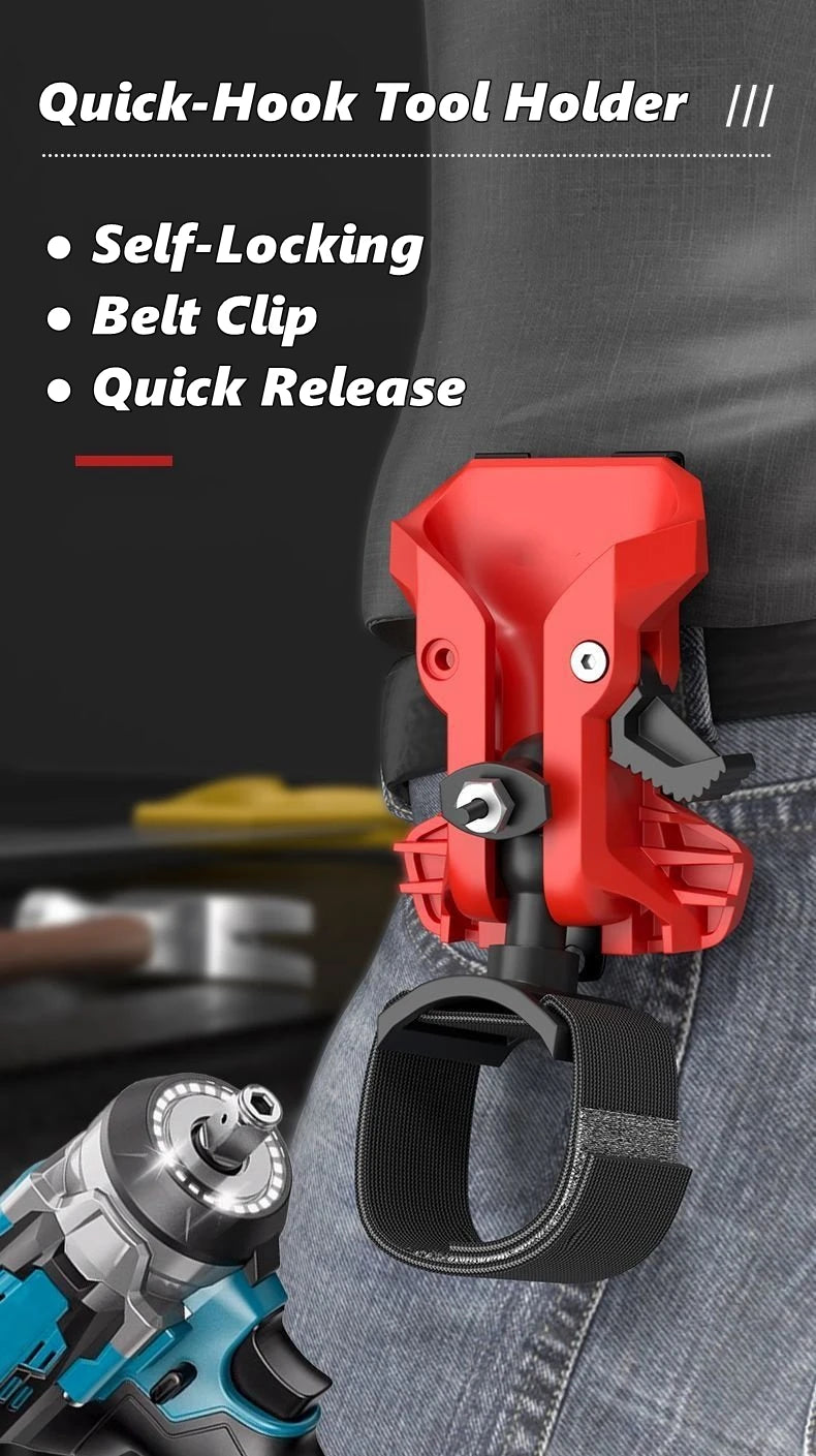 High-Hardness Self-Locking Drill Holder with Belt Clip Quick Release Power Tool Waist Holster Thickened Portable Storage