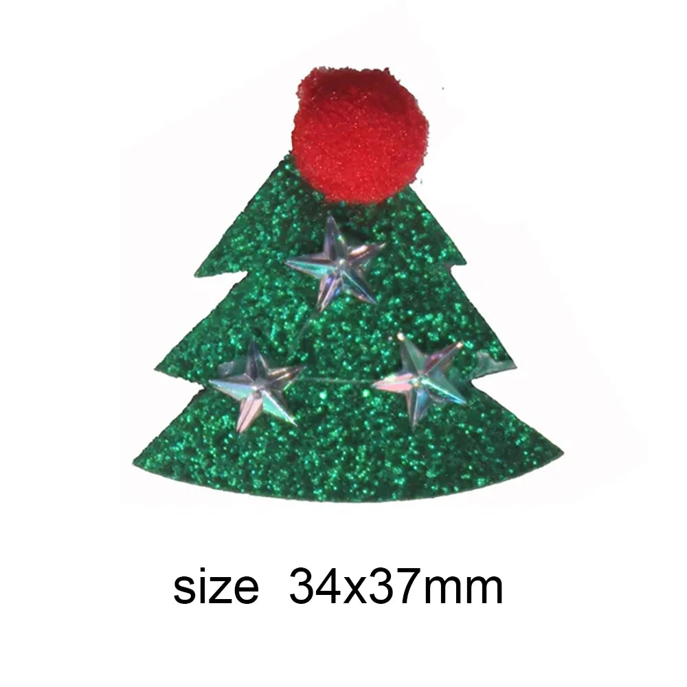 10pcs Glitter Padded Applique Reindeer with Red Nose  for DIY Christmas Hair Clips Bow Accessories Felts Supply Party Decor