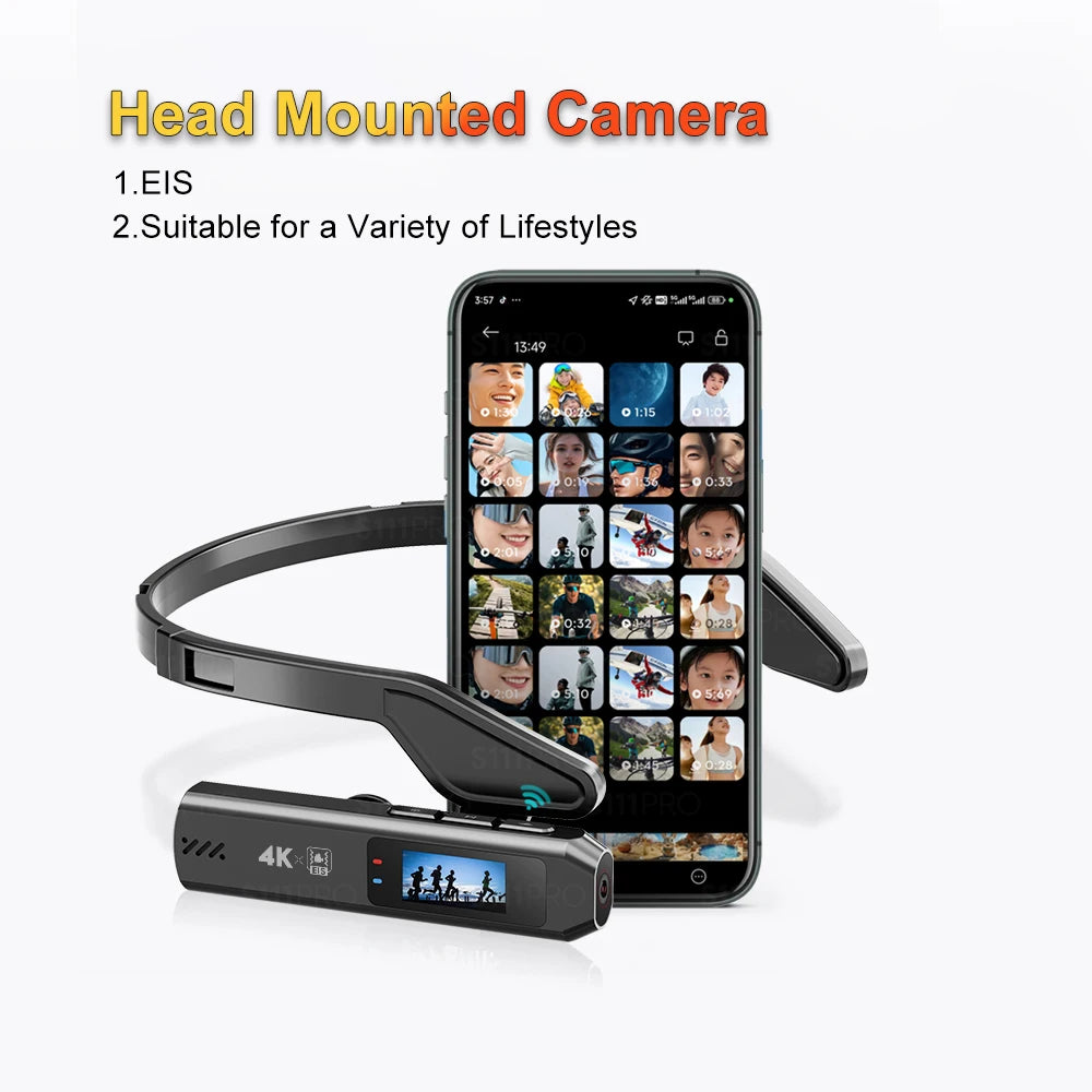 4K Head-Mounted Camera — Anti-Shake 130° Wearable Camcorder