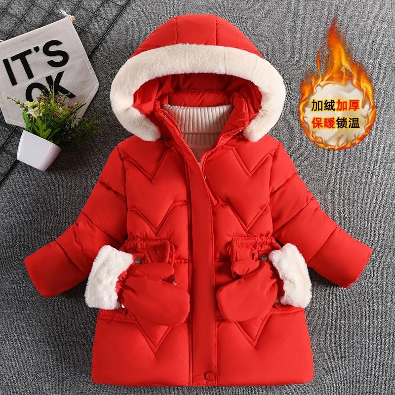 Girls' Hooded Winter Coat with Belt - Plush Lined Heavy Jacket - photo 7