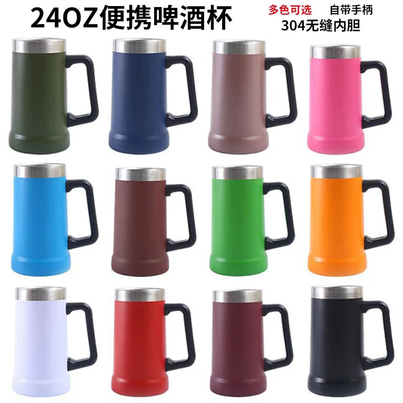 Free Name LOGO 24OZ Beer Wine Thermos Big Capacity Cups Insulated Tumbler Coffee Mug Vacuum Thermos Cup Coffee Tumbler Egg Shape