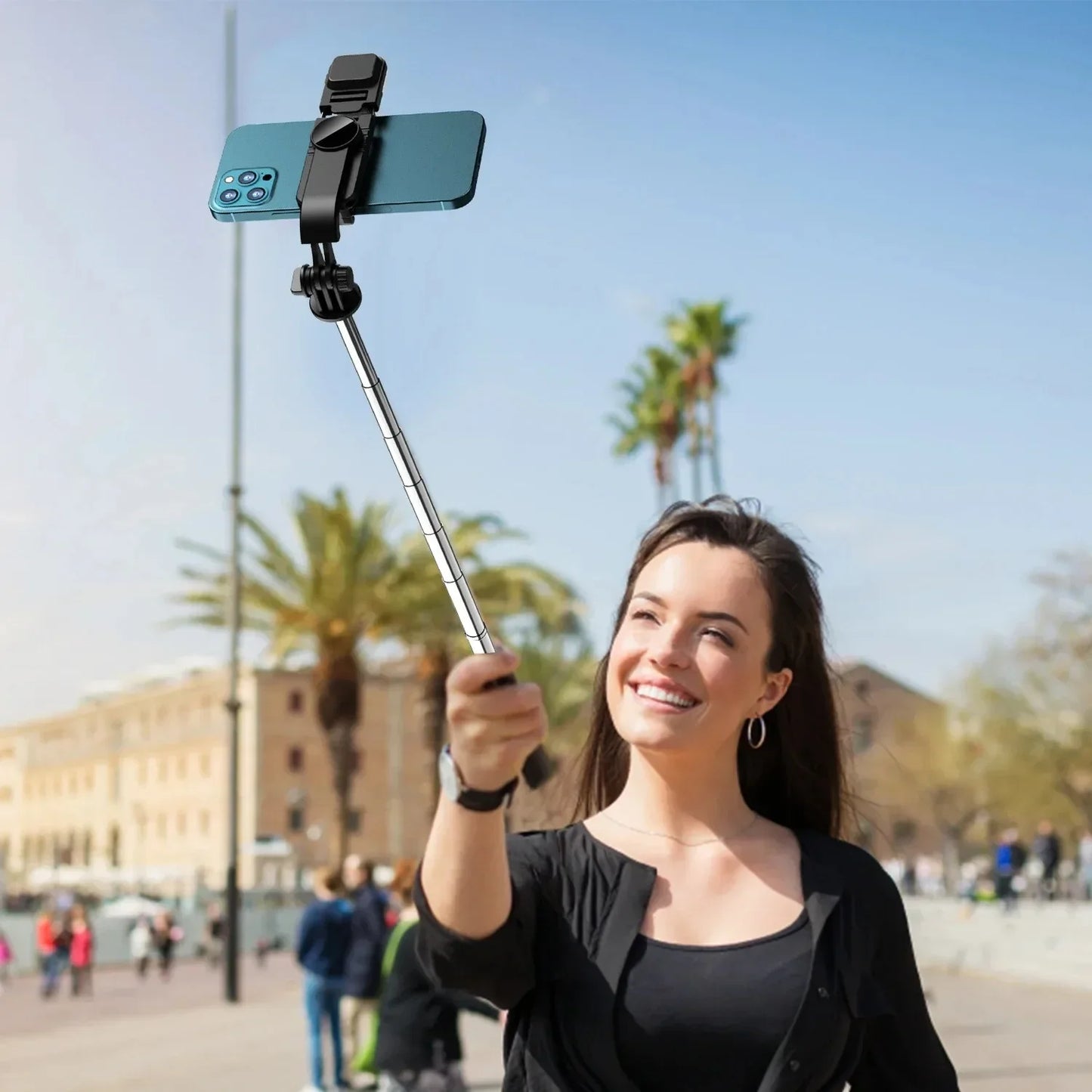 Wireless Selfie Stick with Tripod Stand and Light, Bluetooth Remote, Extendable for iPhone, Mobile Phone, TikTok Live Streaming