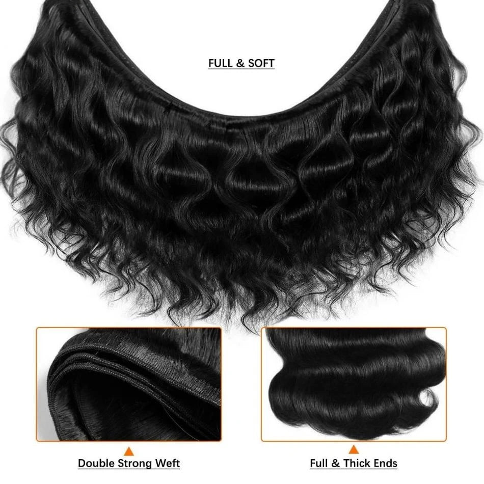 Body Wave Human Hair Bundles Brazilian Remy Unprocessed 26 28 30 Inch Wavy Doule Drawn 1 3 4 Bundles Weave Extensions Deals