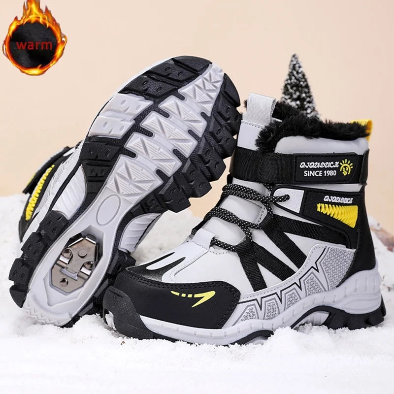 Kids High-Top Snow Boots - Plush Lined Anti-Slip Hiking Boots - photo 2