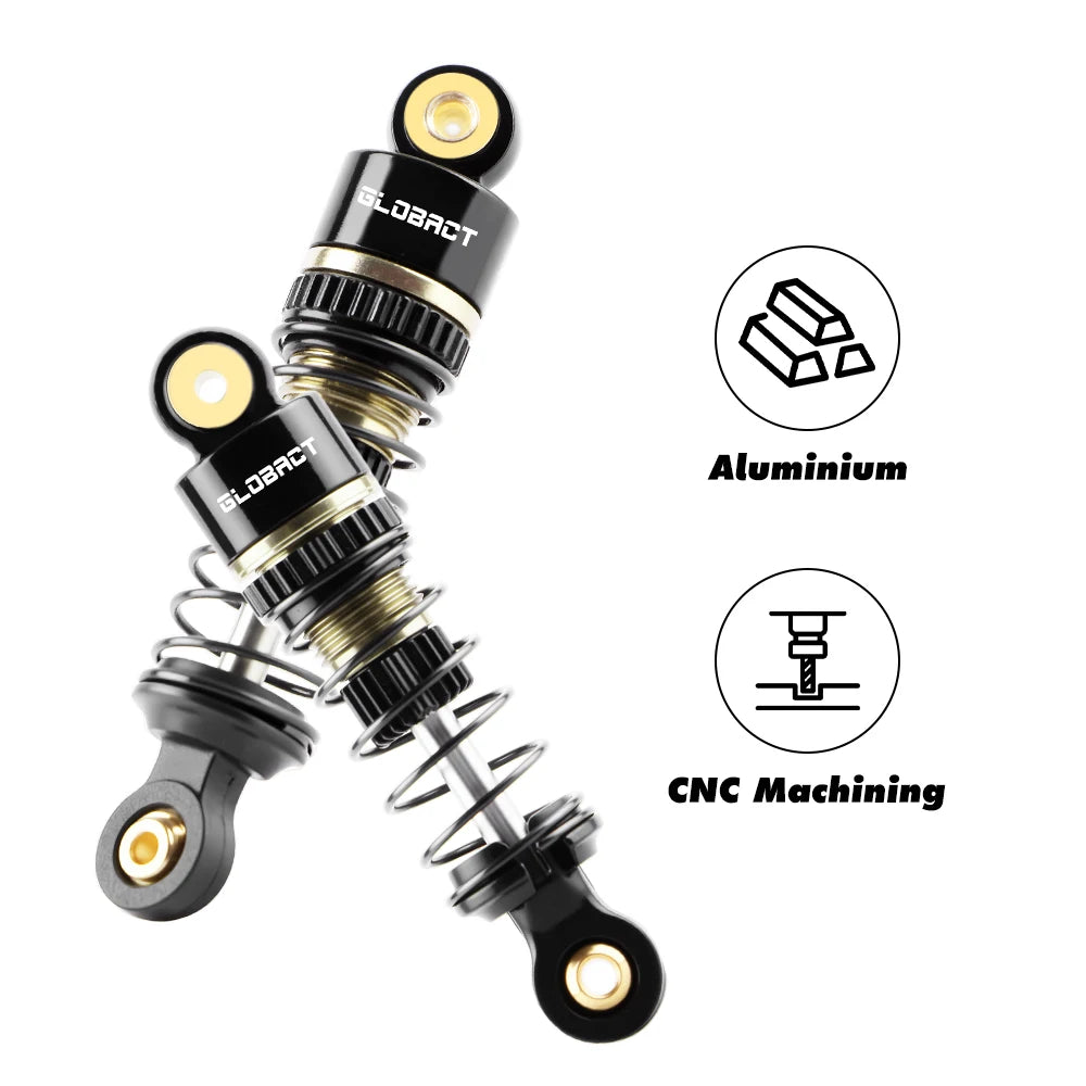 GLOBACT Aluminum F&R Oil Shock Absorber RC Damper for LOSI Micro-B Micro-T 1/24 1/28 RC Race Buggy Upgrade Part (Black Brown)